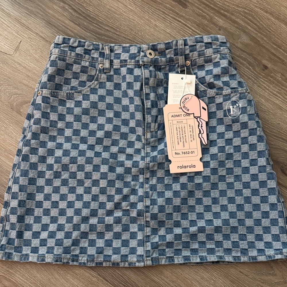 Blue Checkered Mini Skirt